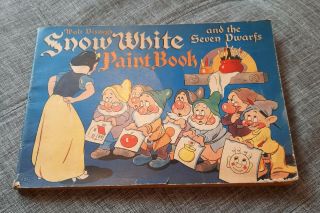 Vintage Walt Disney Snow White And The Seven Dwarfs Paint Book