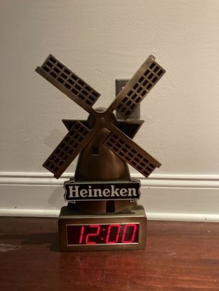 Vintage Heineken Windmill Digital Wall Clock 17 " H X 10 " W