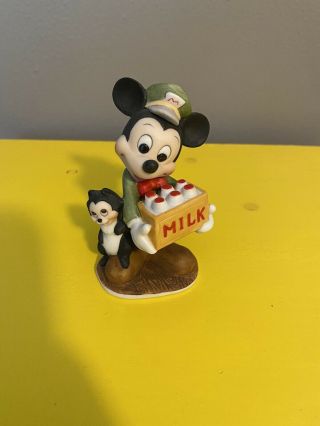 Vintage Walt Disney Mickey Mouse Milkman Ceramic Figurine 4 "