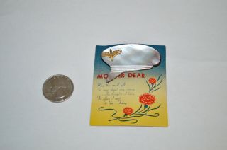 Vintage World War Ii Abalone And Military Wing Sweetheart Pin On Card
