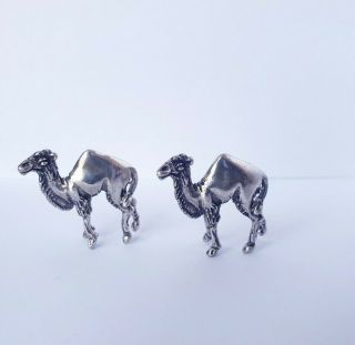 2 X Vintage Solid Silver Italian Made Miniature Camels