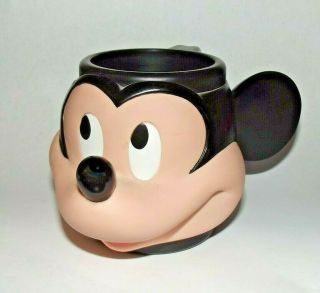 Vintage Applause Inc Disney Mickey Mouse Head Face Plastic Cup Mug 3d Childs
