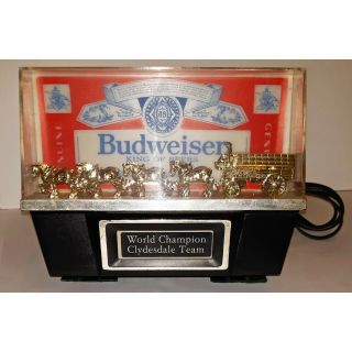 Budweiser World Champion Clydesdale Team Advertising Light Vintage Bar Sign