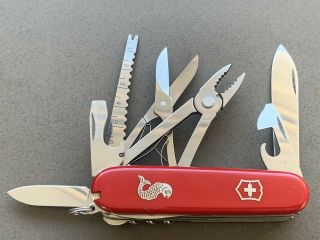 Victorinox Deluxe Angler Red - Rare - Swiss Army Pocket Knife 91 Mm