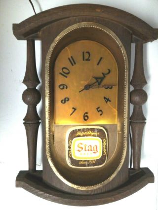 Vintage Stag Beer Advertising Cash Register Bar Clock Light 17 " X 12 "