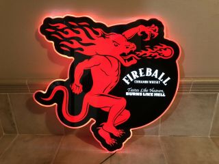 Fireball Whiskey Sign - Lighted Sign.  Great For Your Bar Or Man Cave.