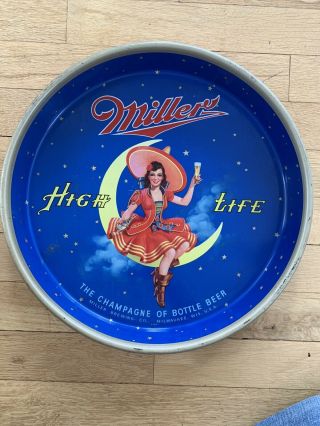 13 " Miller High Life Girl On Moon Beer Drink Serving Tray