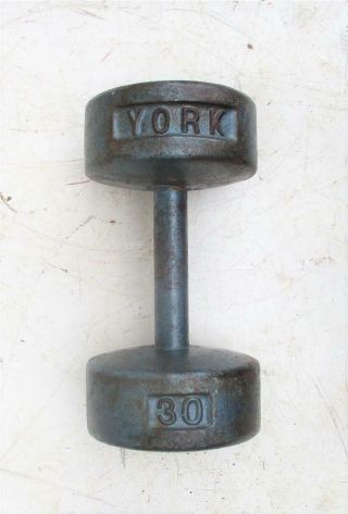 Vintage York 30 Lb Dumbbell Roundhead Weight Barbell