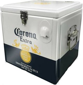 Corona Stainless Steel Vintage Style Beer Cooler 15l Bottle Opener Holds 12 Cold