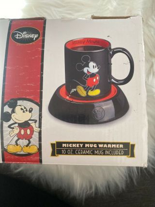 Disney Mickey Mouse Coffee Mug Cup Warmer 10oz Ceramic Black Red