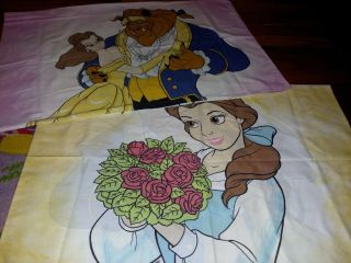 Vintage Disney Beauty And The Beast 2 - Sided Pillowcase (set Of 2)