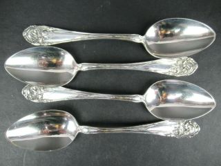 Set Of 4 Flower Fleur De Luce 1904 Oneida Community Plate Soup Spoons