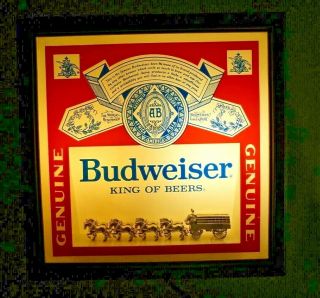 Budweiser Vintage 1986 Pull - Chain Lighted Beer Sign Clydesdales