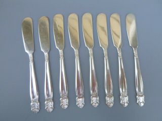 8pc Holmes And Edwards Danish Princess Flat Solid Butter Spreaders 6 1/8 "