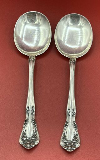 2 Alvin Chateau Rose Sterling Silver 6 - 1/8” Round Bowl Soup Spoons
