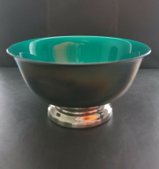 Reed & Barton Paul Revere Bowl Green Enameled Silver Plated 102 5 "