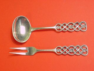 Vintage David Andersen Ringebu 830s Silver Condiment Spoon & Pickle Fork Norway