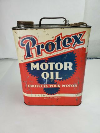 Vintage Protex Motor Oil Two Gallon Oil Can