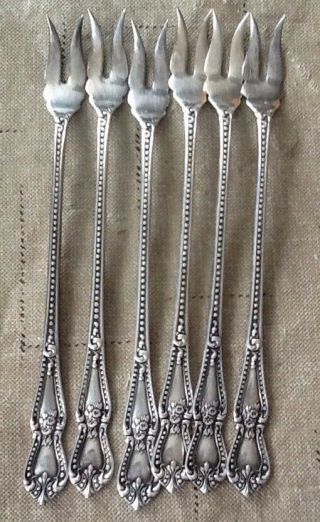 Vintage Silverplate Wm Rogers And Sons Aa Pickle Olive Fork.  Set Of 6.  2 Tine.