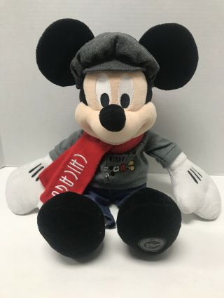 Disney Store Mickey Mouse Plush Chicago The Windy City Embroidered Large 16”