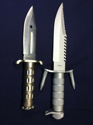 Buck 184 Clone " Ramster " Survival Knife And A Clone M - 85 Cousin Survival Knife