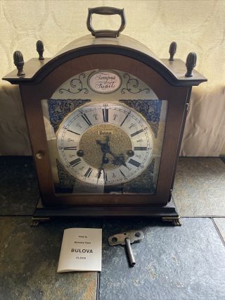 Vintage Bulova Tempus Fugit Mantel Clock Westminster Chime,  Strikes,