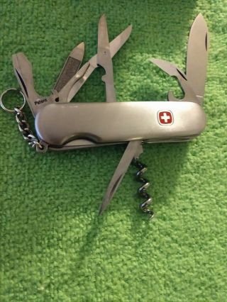 Vintage Wenger Delemont Swiss Army Knife Stainless Switzerland All Stainless