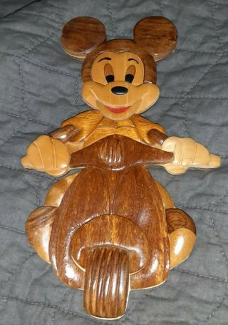 Vintage Mickey Mouse Riding A Motorcycle Wooden Wall Hanging Decor