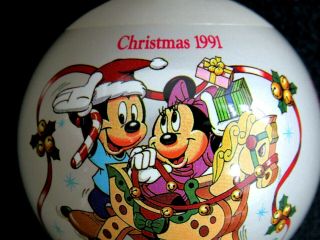Vintage 1991 Schmid Disney Glass Christmas Ornament Mickey Mouse Minnie