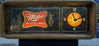 Vintage 1981 Miller Brewing Bar/cash Register Light - Up Sign W/ Clock (c6 - 2 - G73)