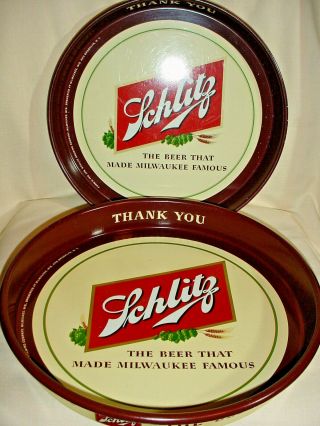2 Vintage Schlitz Beer Trays 13 " 12 " The Beer That Made Milwaukee Famous Ex Con