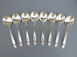 8pc Holmes And Edwards Danish Princess Round Soup Gumbo Spoons 7 "