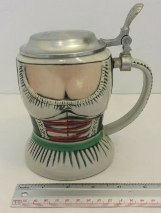 Vintage Figural Gerz W.  Germany Lidded Beer Stein Woman Bust Fraulein