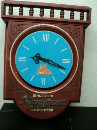 Vintage Narragansett Beer Lighted Clock Light Nautical Lager Advertising Sign