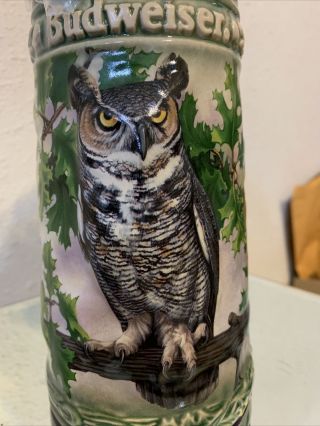 Anheuser - Busch Birds Of Prey Great Horned Owl Lidded Beer Stein Nib