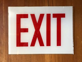 5 Vintage Nos Reverse Painted Glass Exit Sign 12 " X 8 3/4” Red White