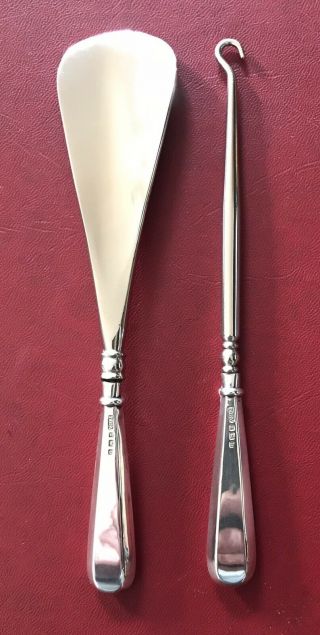 Vintage Sterling Silver Handled Button Hook & Shoe Horn Hallmarked Matching Pair