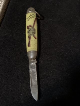 Vintage Walt Disney Single Blade Pocket Knife Fess Parker As Davy Crockett