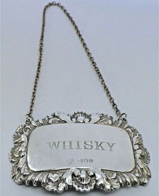 A George Iii Style Oval Silver " Whisky " Decanter Wine Label,  1979
