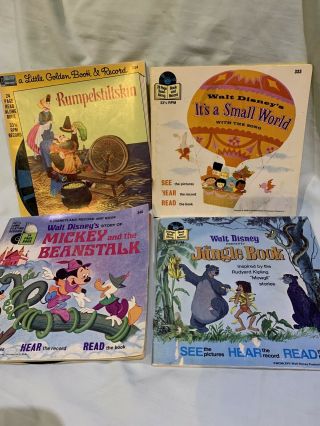 Walt Disney 24 Page Read - Along Book And Record,  Set Of 4