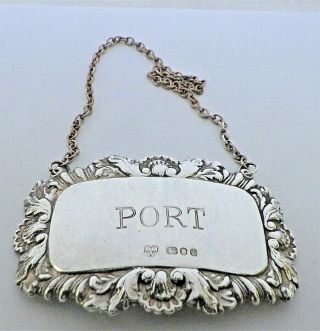 A George Iii Style Oval Silver " Port " Decanter Wine Label,  1979