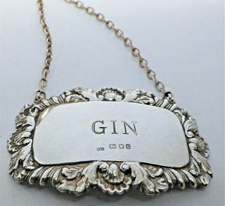 A George Iii Style Oval Silver " Gin " Decanter Wine Label,  1973