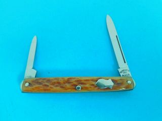 Pal Cutlery Co. ,  Made In Usa,  Equal End Senator Knife With Jigged Bone Scales