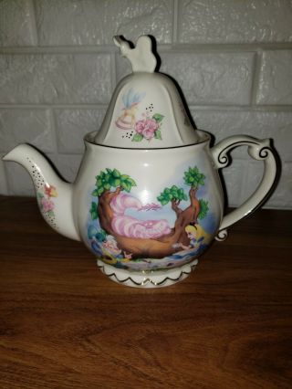 Alice In Wonderland Authentic Disney Parks Cheshire Cat/alice Teapot
