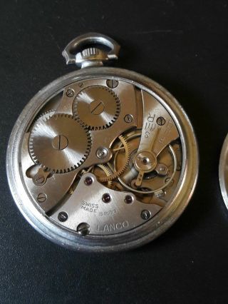 vintage pocket watch LANCO,  nickel chrome,  15 jewels,  Swiss made 3