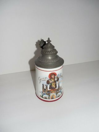 Antique German Stein Gruss Aus Munchen With Lithophane 1/4 Liter 6 ",