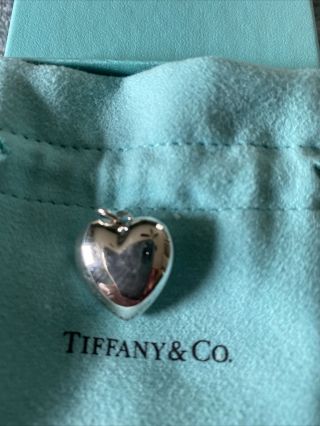 Tiffany & Co.  Vintage 925 Sterling Silver Puffy Heart Charm Pendant
