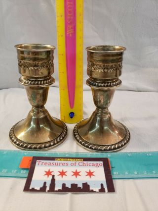 Newport Sterling Silver Weighted Reticulated Candle Stick Holders Set Of 2 1221