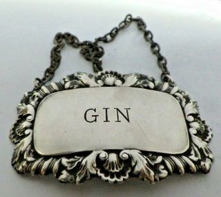 A George Iii Style Oval Silver " Gin " Decanter Wine Label,  1970