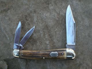 Vintage Stag Handle Marbles Seahorse Whittler Knife